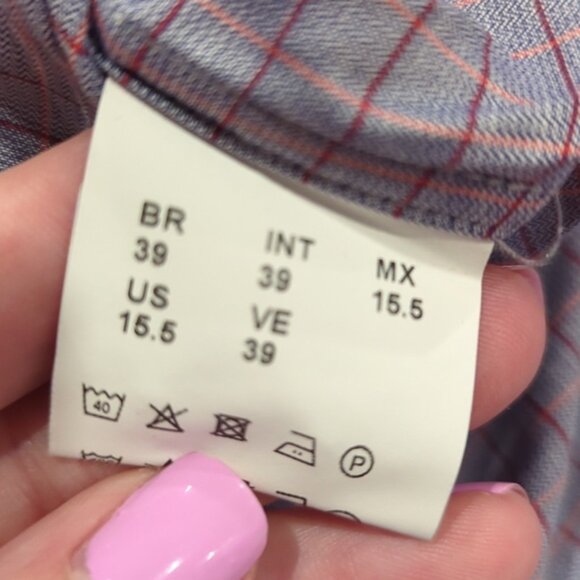 Hugo Boss regular fit purple with pink stripe plaid long sleeve dress shirt - Picture 7 of 8